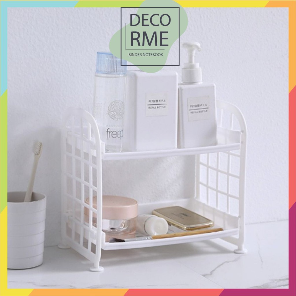 Kệ nhựa lắp ghép 2 tầng mini decor bàn học