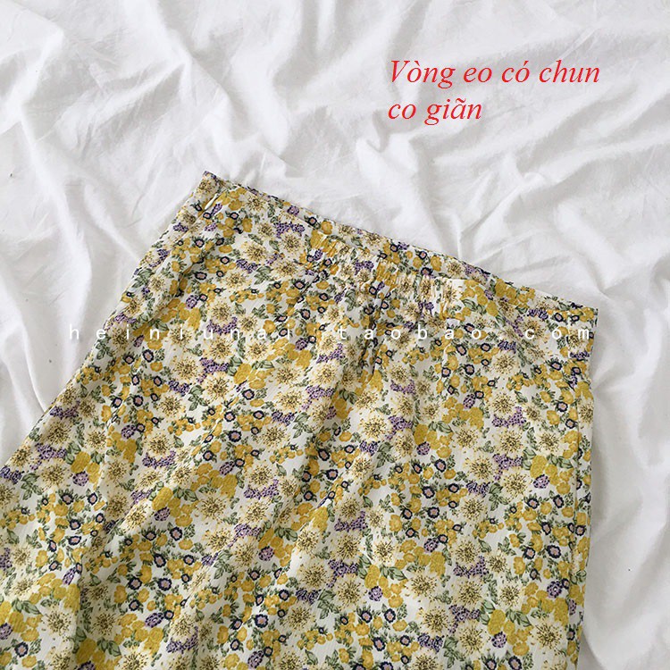 (Sẵn Hồng) Chân váy hoa nhí xếp chéo 2 tầng eo chun co giãn (video tự quay) | BigBuy360 - bigbuy360.vn