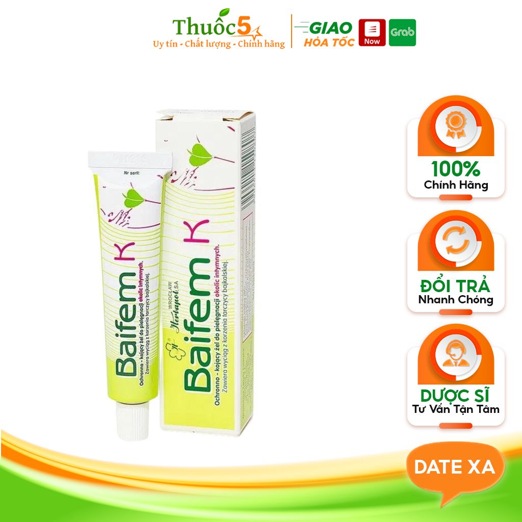 Baifem K - Gel Hoàng cầm bảo vệ dịu nhẹ (Tuýp 15g)