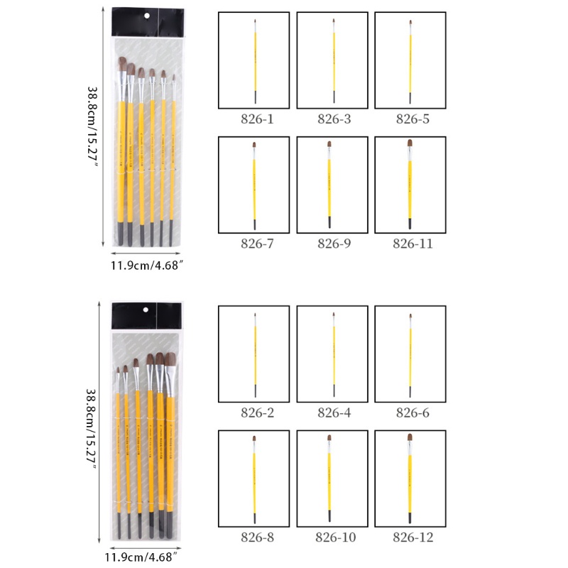 Bộ 6 Cọ Vẽ Tranh Sơn Dầu Chuyên Nghiệp