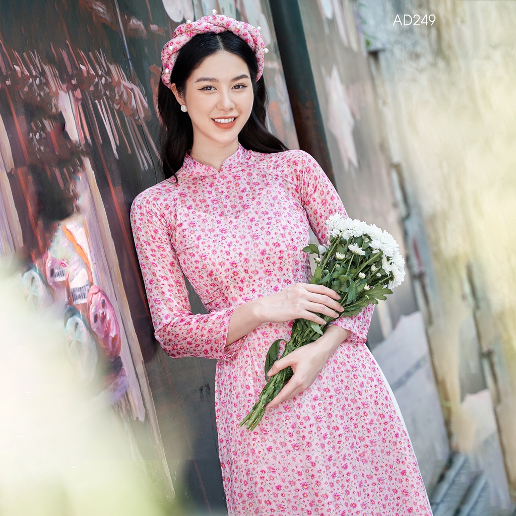 Áo dài cách tân hoa nhí thiết kế chính hãng GIIAN, tặng kèm váy hai dây - AD249