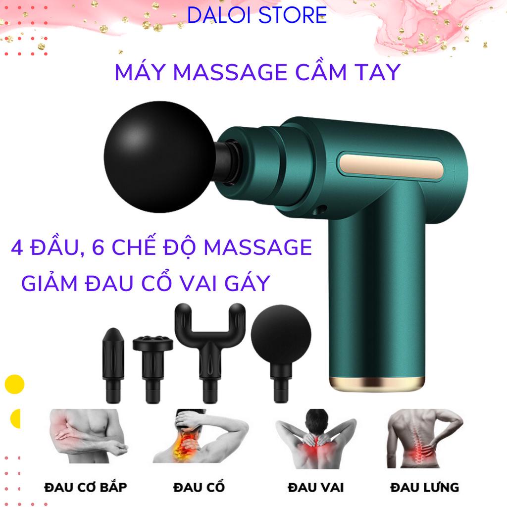 Máy massage đấm lưng cầm tay mát xa Trị Liệu Cổ Vai Gáy 4 Đầu 6 Chế Độ Giảm Đau Cứng Cơ Cổng Sạc USB M720 DALOI