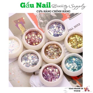Set nhũ kim tuyến 8 màu trang trí ,nhũ vảy cá 9d kim tuyến 8 hũ nail / gấu nail