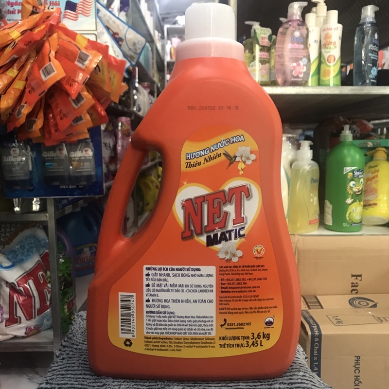 NƯỚC GIẶT NET HƯƠNG NƯỚC HOA THIÊN NHIÊN 3,6KG(cửa trên)