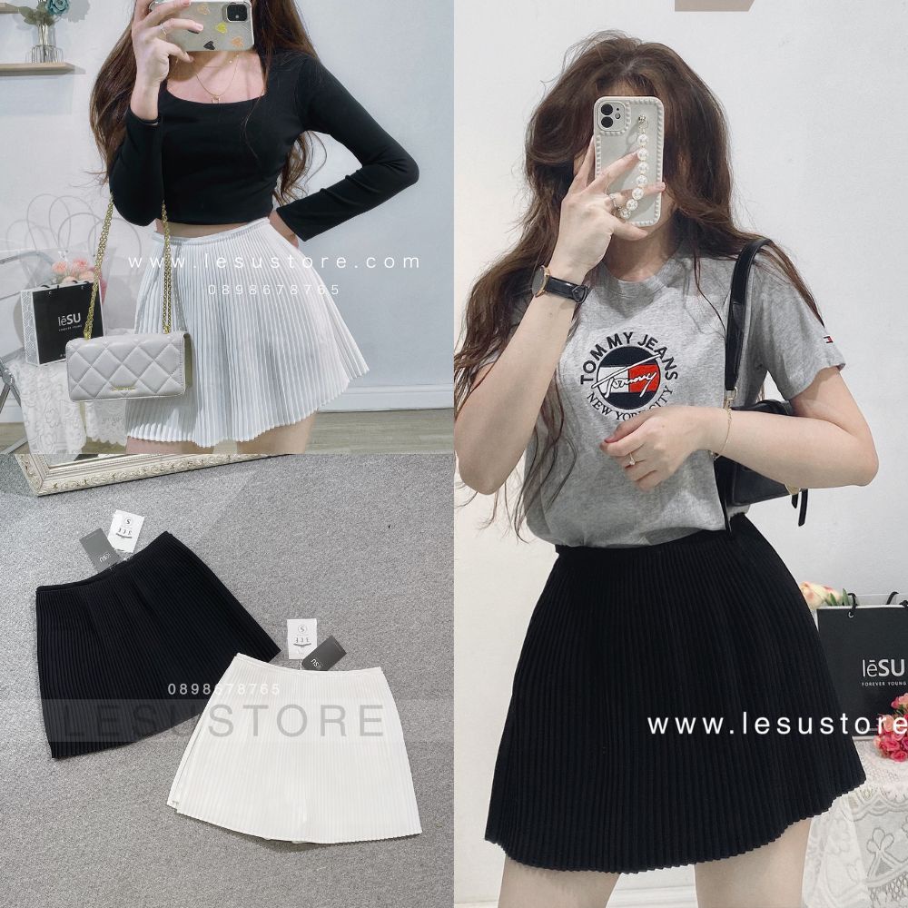 ẢNH TỰ CHỤP Quần giả váy dập li xoè
