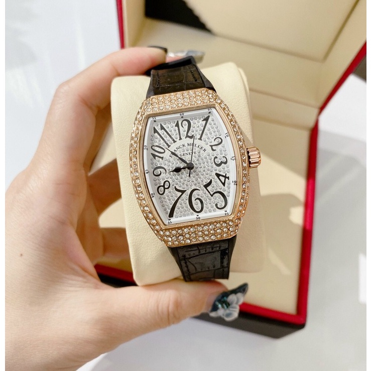 Đồng hồ nữ Franck Muller, đồng hồ đính đá dây cao su bảo hành 12m DHN002 ngoctrinhs