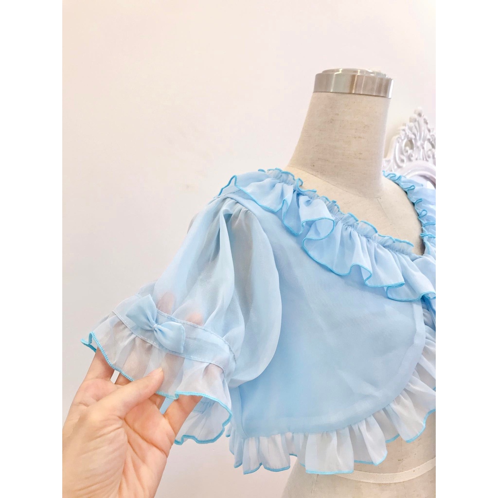 ⚡ HOT ⚡ Áo bolero Lolita dáng lửng tay ngắn chất liệu voan tơ óng 2 lớp