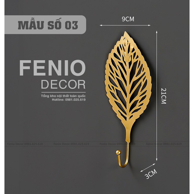 Móc treo tường decor trang trí bằng thép màu vàng Hoàng Gia cao cấp