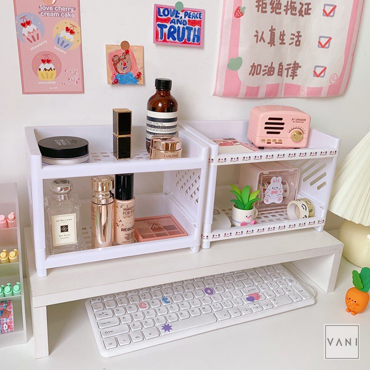 Kệ Hai Tầng Nhỏ Tháo Lắp Mẫu 2 Thông Minh, Decor Nhà Cửa Thêm Xinh Mini - Vani Store