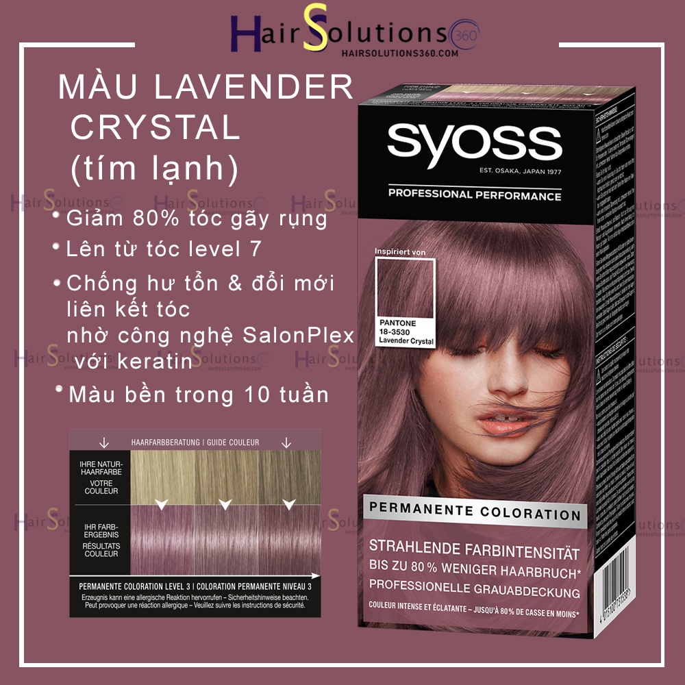 Thuốc nhuộm tóc Syoss màu Lavender lạnh tím khói (bản Đức) - HairSolutions360