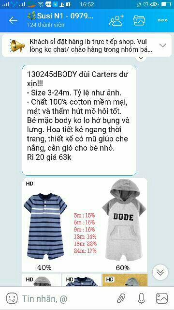 Body đùi bé trai sọc Carter