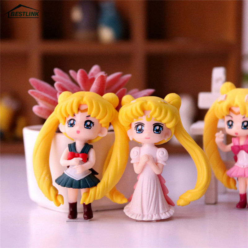 SAILOR MOON Mô Hình Đồ Chơi Nhân Vật Thủy Thủ Mặt Trăng Dễ Thương Bằng Pvc