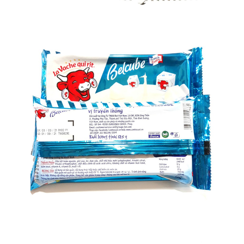 Phô Mai Vuông Belcube Vị Sữa Gói 125g x 24 Viên