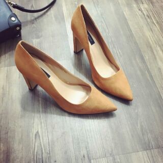 Giày cao gót zara da lộn 7 phân (đen, nâu)