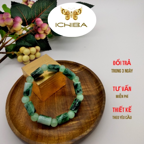 Vòng tay chuỗi hạt phối lu màu xanh cẩm 8mm