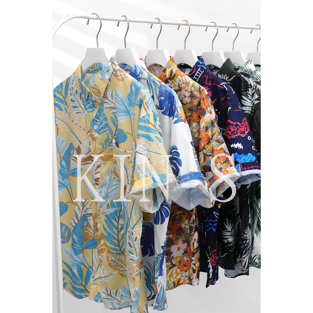 Áo Sơ Mi Nam Tay Ngắn Họa Tiết Hawaii Thời Trang