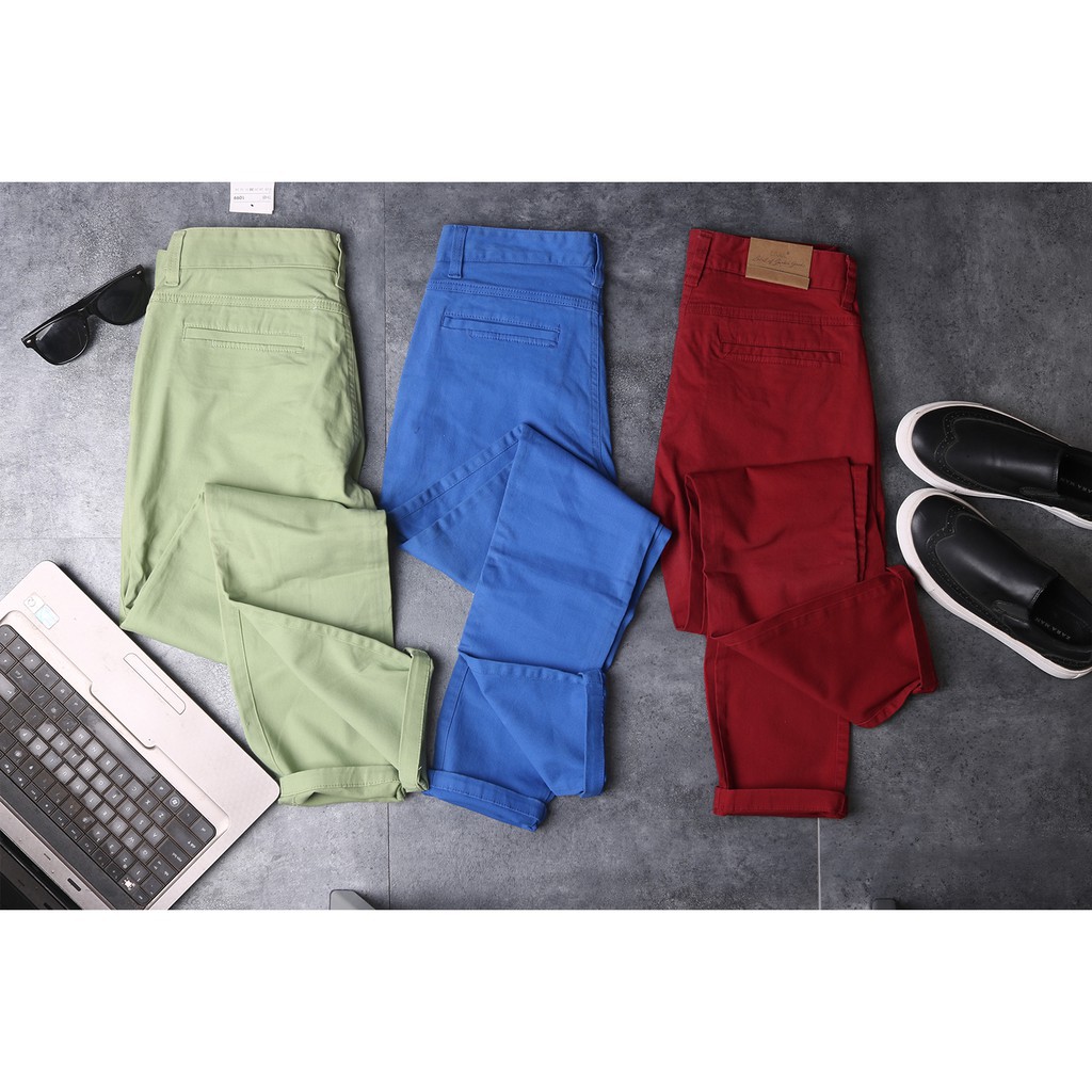 Quần Kaki Nam Chất Co Giãn Dáng Ôm Ống Côn Phong Cách màu sắc trẻ trung