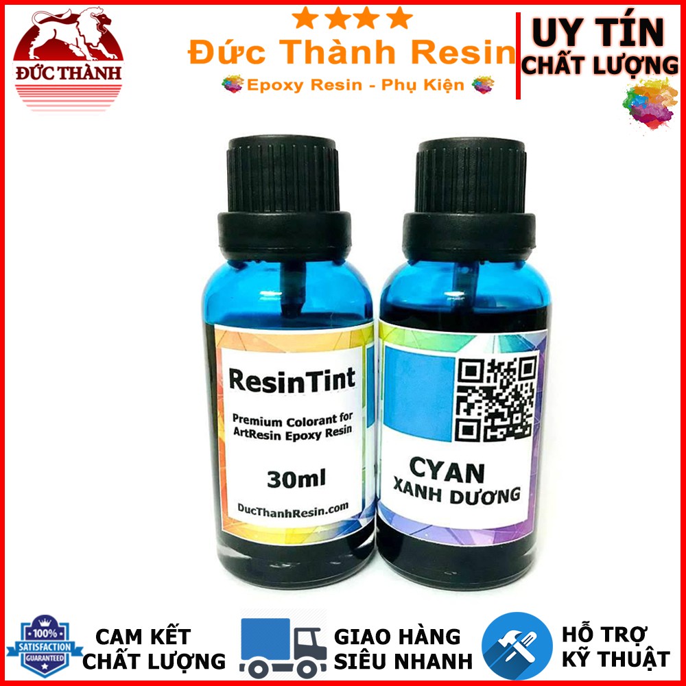 Màu trong suốt xuyên thấu pha Epoxy Resin - Màu hiệu ứng kính - CYAN Xanh Da Trời - 30ml ducthanhauto