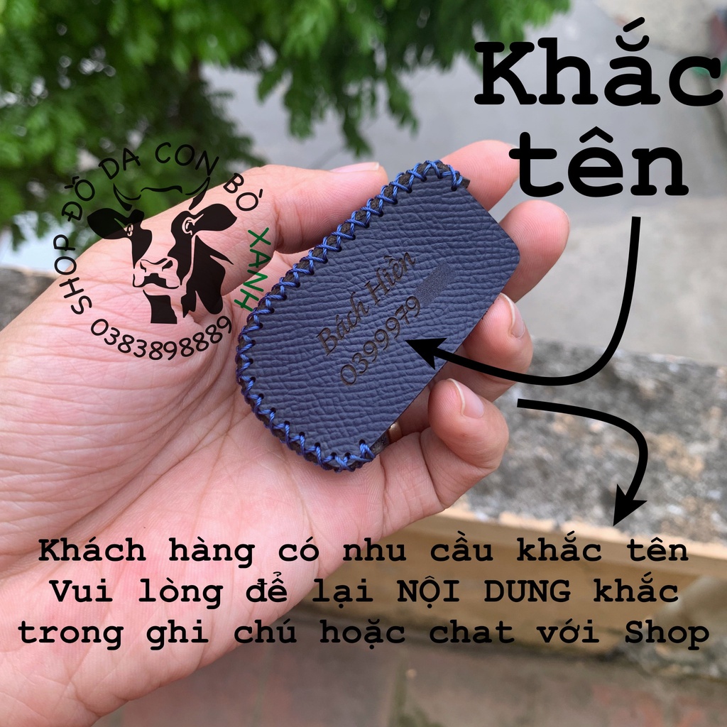 Bao da chìa khóa Toyota Innova, Fortuner, Altis, Hilux chìa khóa cơ handmade da thật  006