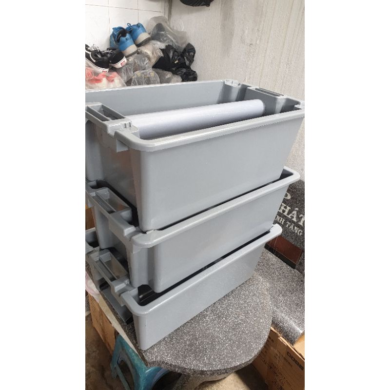 Baki xám 3tầng  kèm ống mưa kt  65×39×69