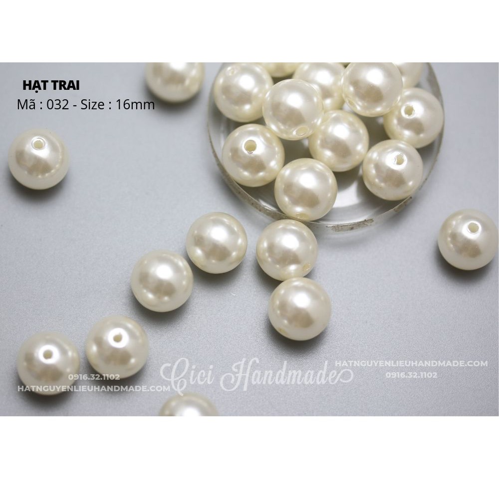 Hạt trai nhân tạo trắng tinh gói 500g size từ 3mm đến 25mm Cici Handmade chuyên hạt đá hạt pha lê hạt cườm hạt trang sức