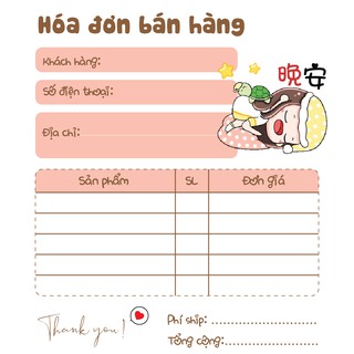 [ Hàng Sẵn ] Hóa Đơn Bán Hàng Mini 1 Liên Rùa