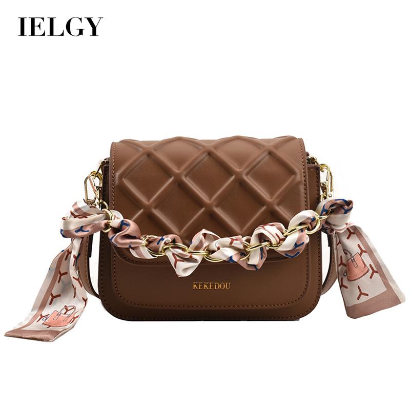 Túi đeo vai IELGY bằng PU phối dây xích cổ điển dễ phối đồ thời trang cho nữ