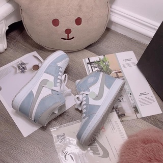 Giày Sneaker Jordan cổ cao Hyper Royal xanh loang nam nữ, Giày Jordan 1 high màu xanh ngọc xanh nỉ bản đẹp full box bill