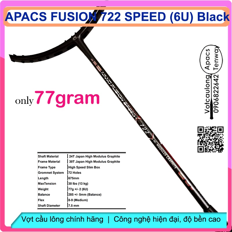 [Vợt cầu lông Apacs Nano Fusion Speed 722 - 6U]