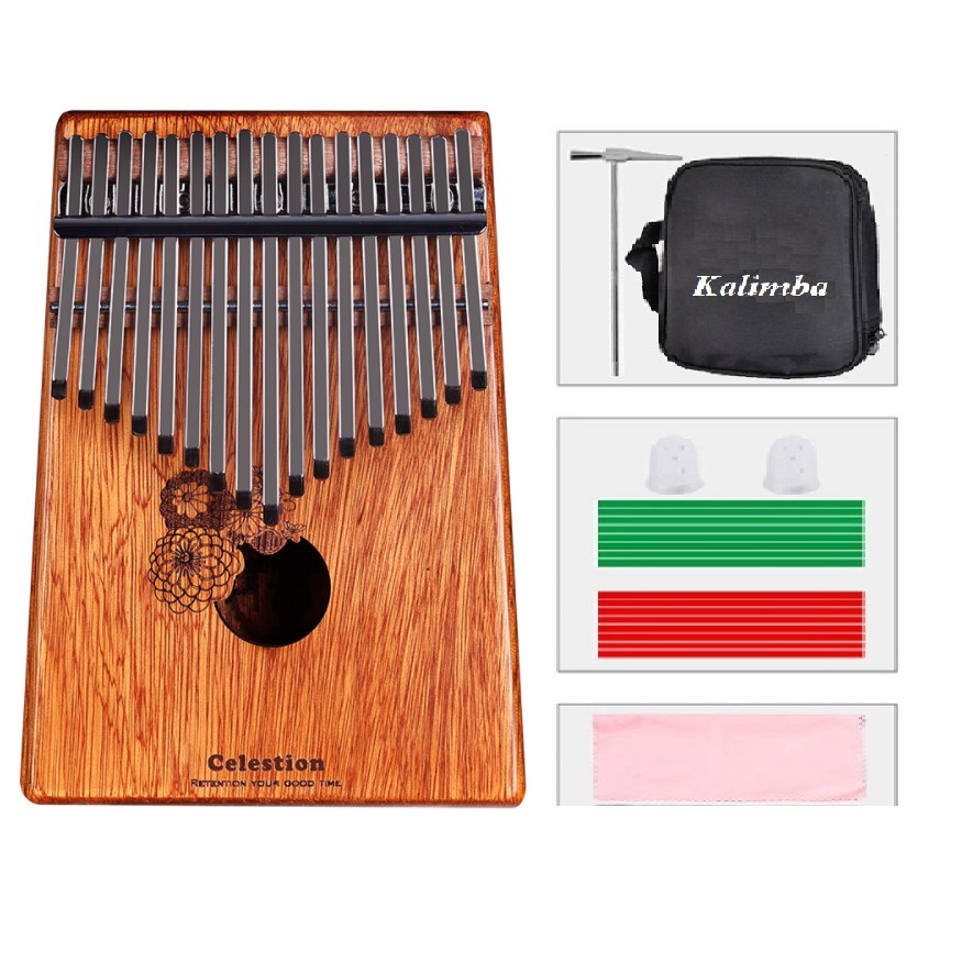 [ROSE KALIMBA] Đàn kalimba 17 phím hoa hồng anh quốc gỗ Bạch Đàn, Phím inox chống gỉ RS-M19