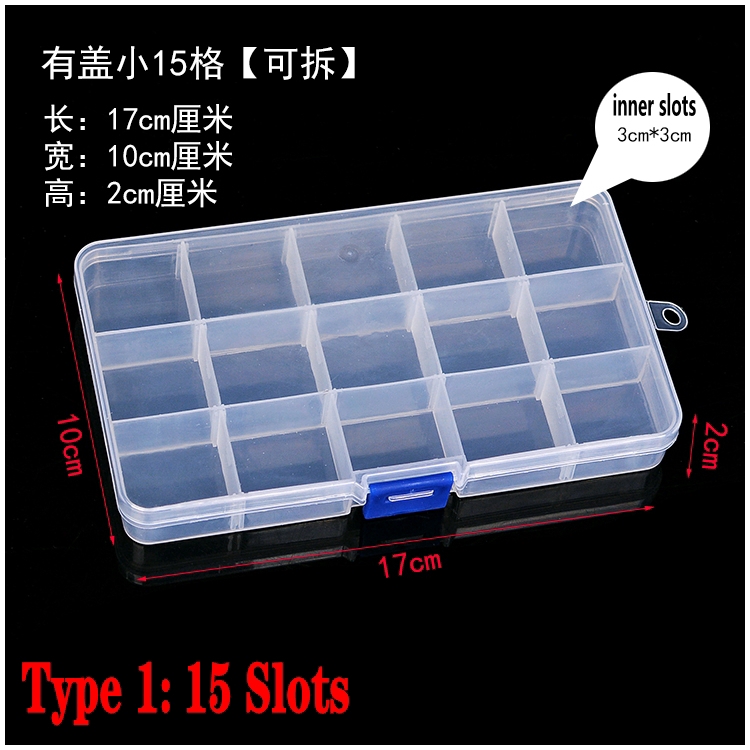 Hộp Nhựa Trong Suốt 15/28 Ô Đựng Phụ Kiện Trang Trí Móng Tay