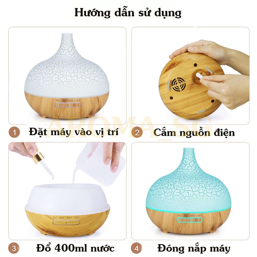 Máy xông tinh dầu phòng ngủ 550ml - AROMA DIFFUSER A8 chính hãng - kèm Remote - BH 6T