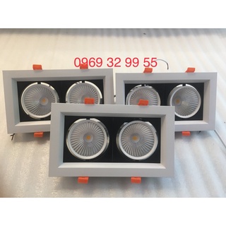 Đèn âm trần đôi, chiếu rọi, Công suất 14w. Mặt trắng - lõi đen, MẮT VIỆT, MV-GL701*2, Ás: trắng, vàng. Bảo hành 2 năm