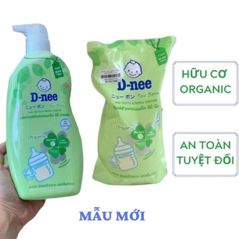 Nước rửa bình sữa Dnee Organic 600ml - Mẫu Mới