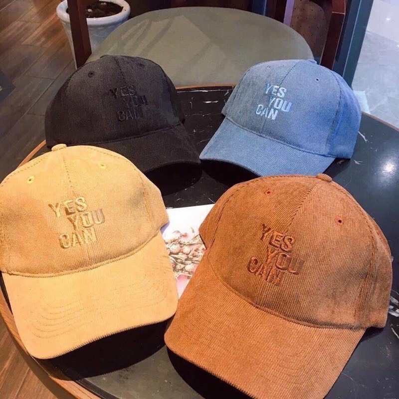 Mũ Lưỡi Trai Nón Kết Thêu Chữ Yes You Can 347 Phong Cách Ulzzang Form Unisex Nam Nữ - Hazo