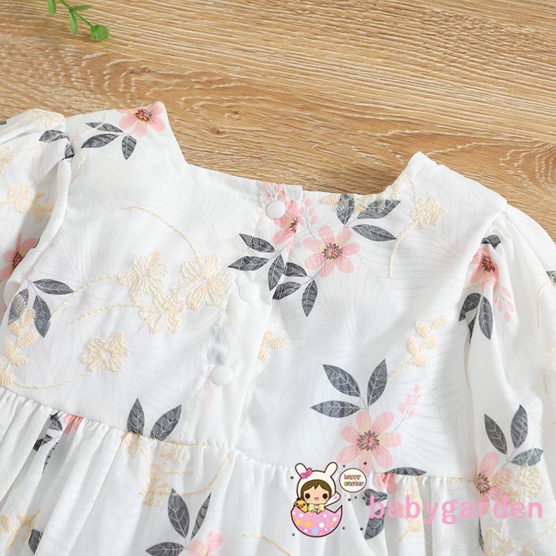 Áo Liền Quần Tay Dài Cổ Tròn In Hoa Dành Cho Bé Gái 0-24 Tháng Tuổi