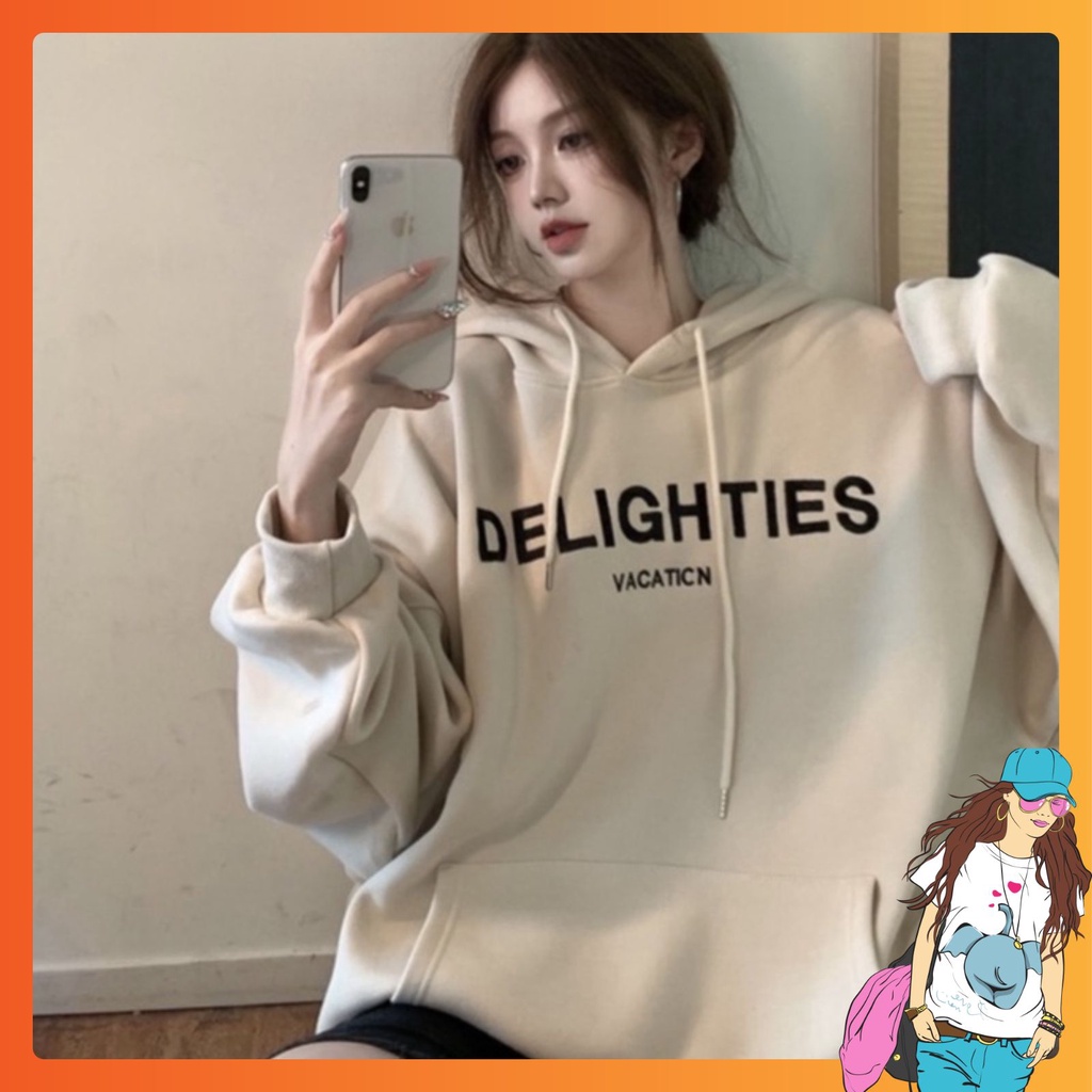 Áo hoodie nam nữ form rộng unisex màu Be có mũ thời trang ulzzang hàn quốc