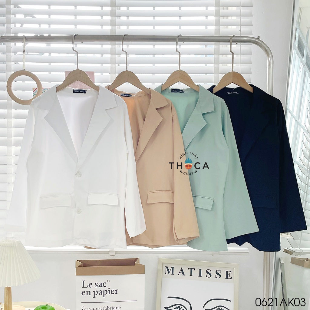 Áo khoác blazer nhiều màu 2 túi nấp THOCA HOUSE vải dày mềm mại freesize phù hợp đi làm công sở, sự kiện, hội nghị