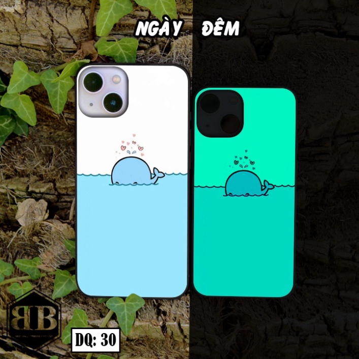 Ốp lưng kính Dạ Quang Iphone 13 / Iphone 13 Mini phát sáng trong đêm hình gấu siêu xinh