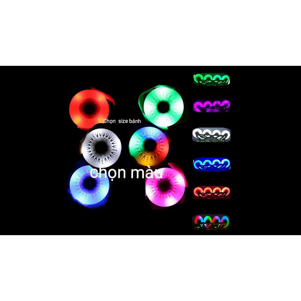 Bánh phát sáng patin loại 1, chất lượng cao, sáng rõ đều màu
