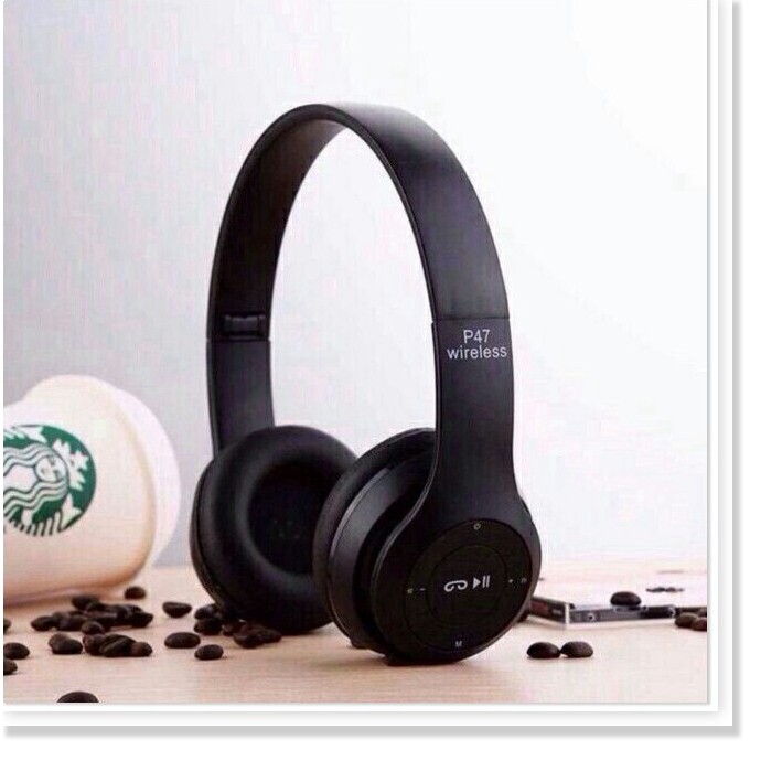 Tai nghe chụp tai cao cấp có khe thẻ nhớ - Bluetooth- FM P47 | BigBuy360 - bigbuy360.vn