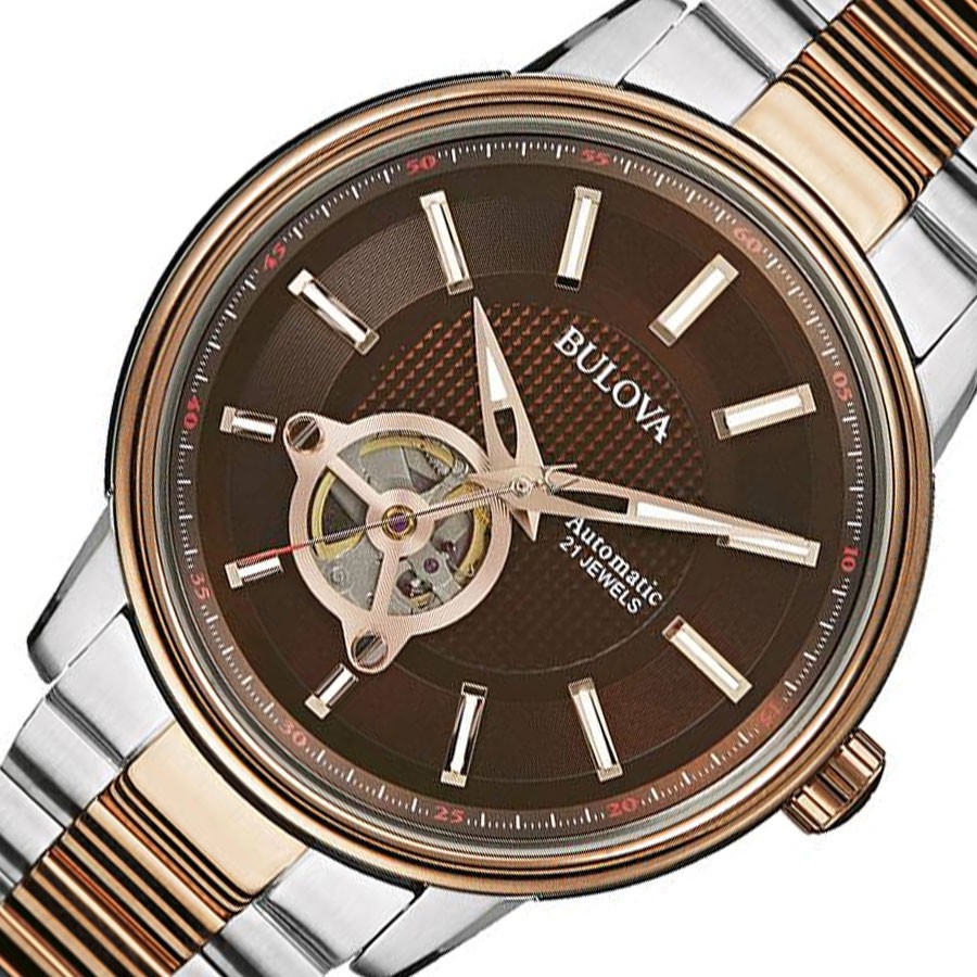 Đồng Hồ Bulova Nam Dây Kim Loại Máy Cơ-Automatic 98A140 - Mặt Nâu (45mm)