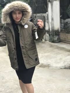 Áo khoác parka rêu bé trai
