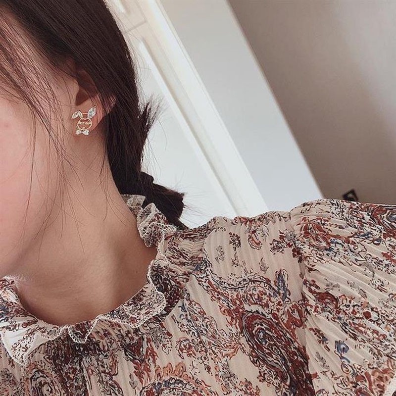 MANYUE Bông Tai Mạ Bạc 925 Hình Thỏ Cà Rốt Dễ Thương Sáng Tạo Phong Cách Hàn Quốc