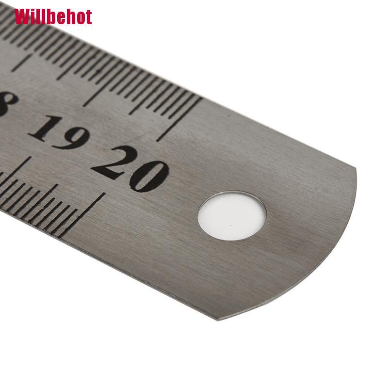 Thước đo thẳng bằng thép không gỉ in số hai mặt 15-30Cm