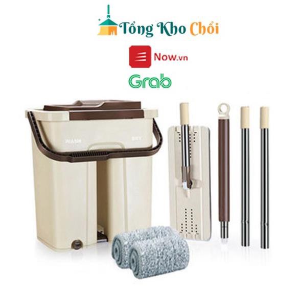 Cây Lau Nhà, Chổi Tự Vắt Thông Minh 360 Độ Kèm Thùng Tặng Kèm 1 Bông Lau Thay Thế