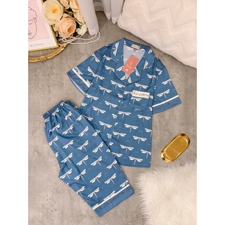 bộ lụa ngắn tay hãng sam choco áo ngắn tay quần lửng bộ mặc nhà đẹp bộ pijama cao cấp