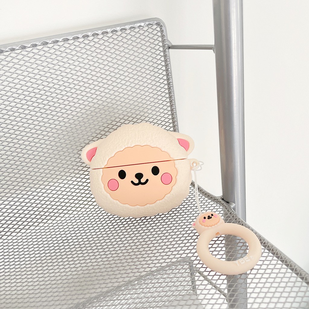 Vỏ đựng bảo vệ hộp sạc tai nghe thích hợp cho Airpods 1/ 2 hình chú cừu bằng silicon