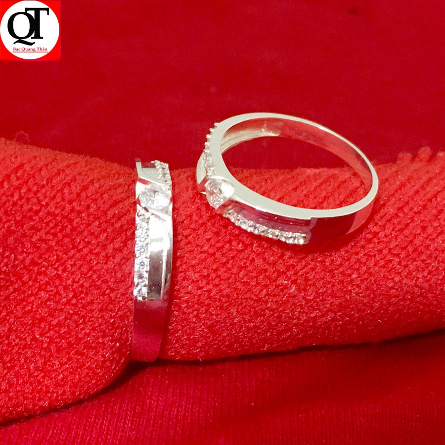 Nhẫn đôi tình yêu chất liệu bạc 925 không xi mạ khắc chữ miễn phí trang sức Bạc Quang Thản – QTND31