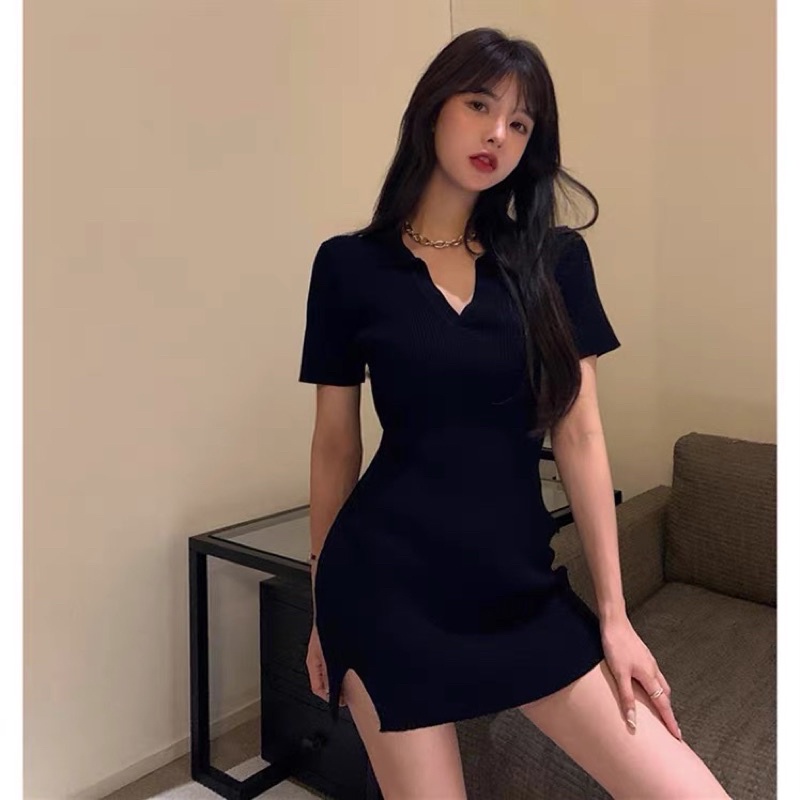 🌸 Váy body cổ V xẻ tà siu sexy COÁ ẢNH THẬT | BigBuy360 - bigbuy360.vn